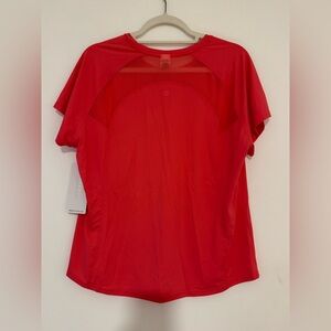 🆕 NWT Bold Pink Athletic Top Mesh Panel Breathable Activewear Workout Yoga Gym